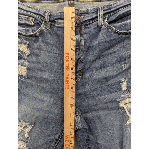 Judy Blue Jeans Womens 16W Boyfriend Fit Distressed Stretch Denim JB8286MD-PL - Picture 8 of 16